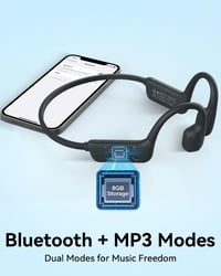 Căști cu conducție osoasă MONODEAL IP68 pentru înot, Bluetooth 5.4, player MP3 8GB rezistent la apă cu design open-ear, pentru sport și alergare 6