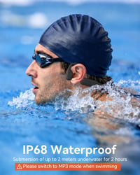 Căști cu conducție osoasă MONODEAL IP68 pentru înot, Bluetooth 5.4, player MP3 8GB rezistent la apă cu design open-ear, pentru sport și alergare 3