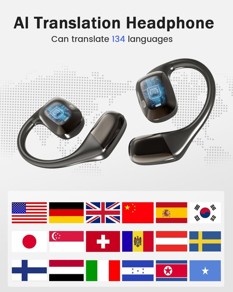 MONODEAL Valós Idejű Fordító Fülhallgató Bluetooth 134 Nyelvhez