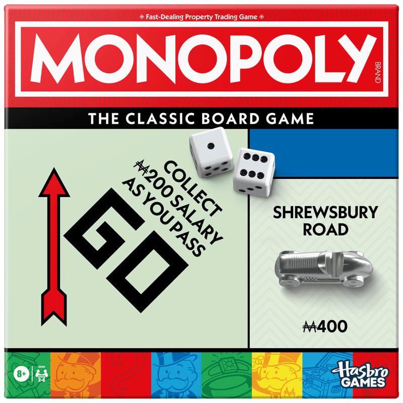Spoločenská hra Monopoly Classic s úložným priestorom a väčšími figúrkami – anglická verzia s írskym herným plánom