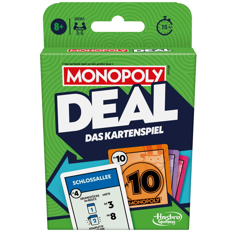 Karetná hra Monopoly Deal – Rýchla strategická spoločenská hra pre dospelých a deti, na cesty a ako darček