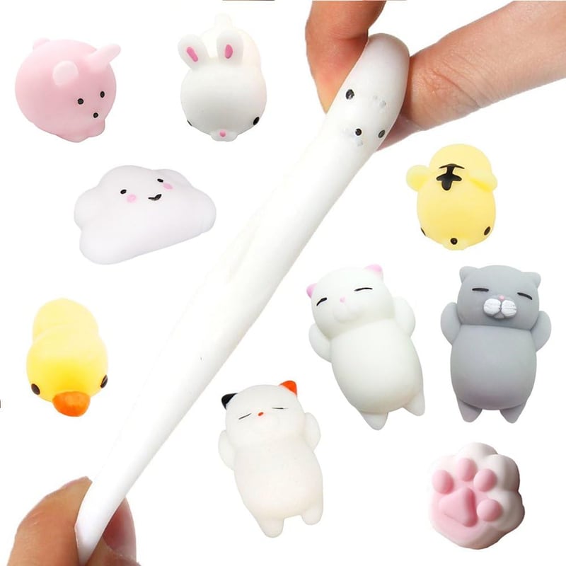 MonQi 36 darabos kawaii mini szilikon squishy állatfigurás stresszoldó nyomkodós játék csomag