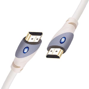 Cablu HDMI Monster Essentials Ultra HD 4K 1,82 m, 18 Gbps, 60/120 Hz, conectori aurii 24K, V-Grip, ecranare triplă, alb