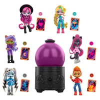 Monster High Potions krištáľová guľa s prekvapením, 7,5 cm figúrka s odhalením postavy pomocou vody, brlohom a kartou šťastia, JCX9 1
