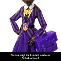 Zberateľská bábika Monster High x Wednesday Bianca Barclay v uniforme Nevermore Academy s amuletom sirény, batohom a stojanom JDR71 2