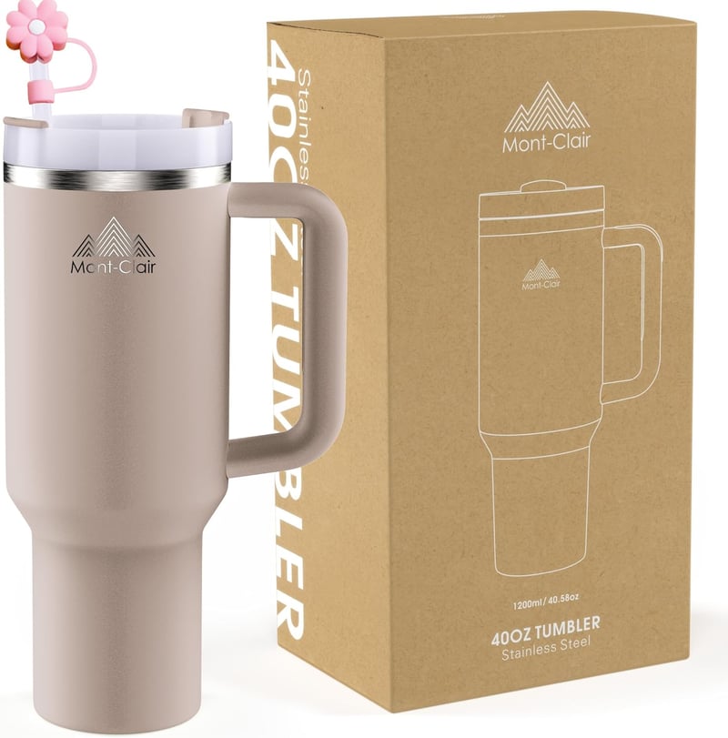 Mont-Clair 40 oz termikus ivópalack szívószállal, 48 órás hűtéssel, BPA mentes kávésbögre