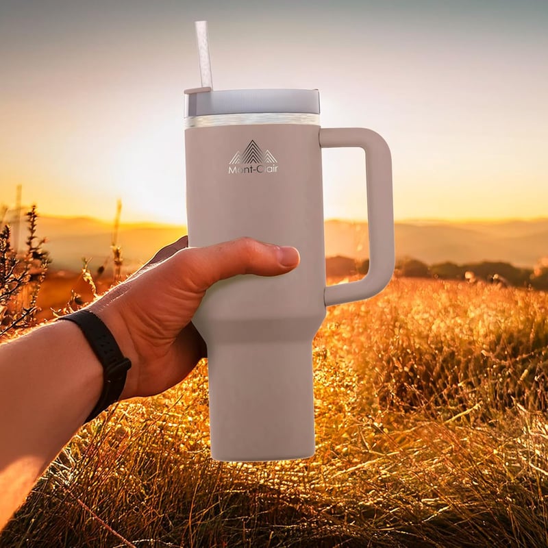 Mont-Clair 40 oz termikus ivópalack szívószállal, 48 órás hűtéssel, BPA mentes kávésbögre