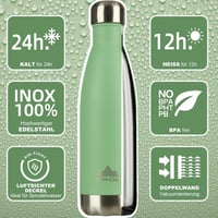 Mont-Clair H2O Rozsdamentes Acél Termosz 1L - Világoszöld Hőszigetelt Kulacs - 24 Óra Hideg & 12 Óra Meleg - BPA-mentes Szivárgásmentes Ivóp 2