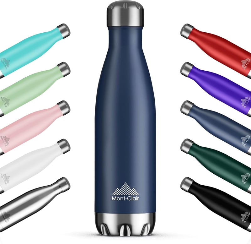 Mont-Clair H2O Rozsdamentes Acél Termosz 500ml - 24 Órás Hideg & 12 Órás Meleg Ital - Szivárgásmentes BPA-mentes Ivópalack - Sötétkék