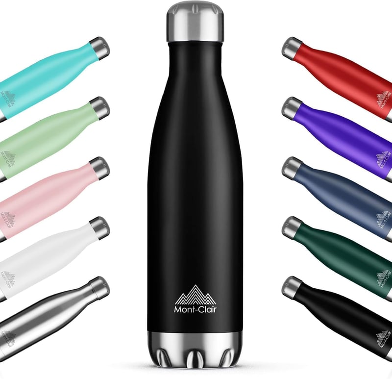Mont-Clair H2O Rozsdamentes Acél Termosz 500ml - BPA-mentes Vizes Palack - 24 Órás Hideg & 12 Órás Meleg Ital - Szivárgásmentes Dupla Falú -