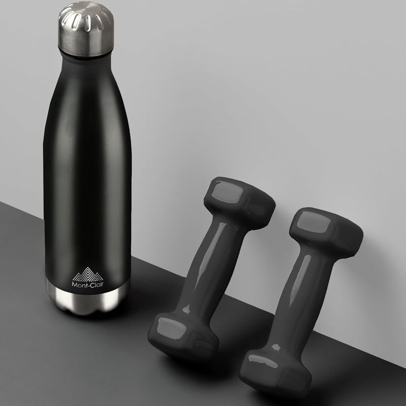 Mont-Clair H2O Rozsdamentes Acél Termosz 500ml - BPA-mentes Vizes Palack - 24 Órás Hideg & 12 Órás Meleg Ital - Szivárgásmentes Dupla Falú -