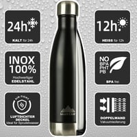 Mont-Clair H2O Rozsdamentes Acél Termosz 500ml - BPA-mentes Vizes Palack - 24 Órás Hideg & 12 Órás Meleg Ital - Szivárgásmentes Dupla Falú - 2