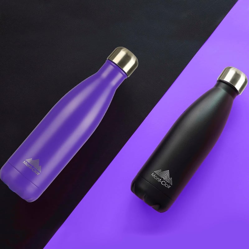 Mont-Clair Rozsdamentes Acél Termosz 500ml - Dupla Falú Hőszigetelő Kulacs, Szivárgásmentes BPA-mentes Ivópalack, 24 Órás Hideg/12 Órás Mele