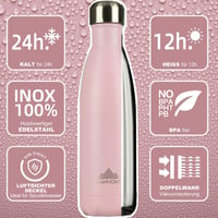 Mont-Clair Rozsdamentes Acél Termosz 500ml - Dupla Falú Hőszigetelő Kulacs, Szivárgásmentes BPA-mentes Ivópalack, 24 Órás Hideg/12 Órás Mele 2