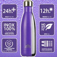 Mont-Clair Rozsdamentes Acél Termosz 500ml - Dupla Falú Hőszigetelő Kulacs, Szivárgásmentes BPA-mentes Ivópalack, 24 Órás Hideg/12 Órás Mele 2
