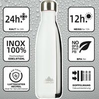 Mont-Clair Rozsdamentes Acél Termosz 500ml - Hőszigetelt Kulacs, BPA-mentes, 24 Órás Hideg/12 Órás Meleg Italtartó, Szivárgásmentes, Fehér 2