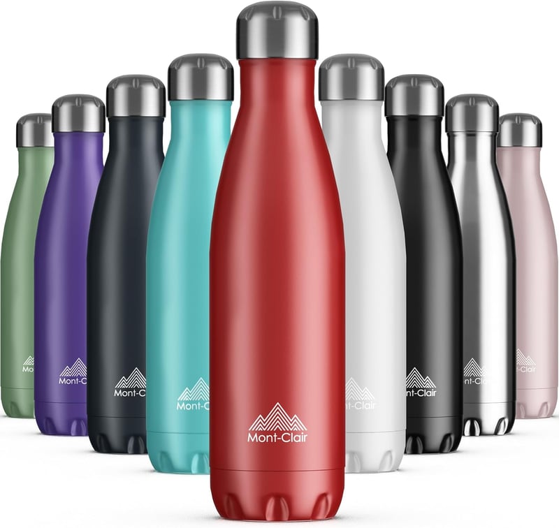 Mont-Clair Rozsdamentes Acél Termosz 500ml - Piros Hőszigetelt Kulacs, 24 Órás Hideg/12 Órás Meleg Italtartó, BPA-mentes, Szivárgásmentes Iv