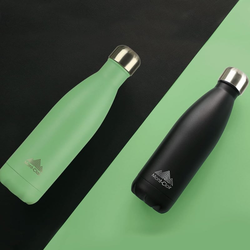 Mont-Clair Rozsdamentes Acél Termosz 500ml - Zöld Hőszigetelt Kulacs, 24 Óra Hideg/12 Óra Meleg Ital, BPA-mentes, Szivárgásmentes Ivópalack