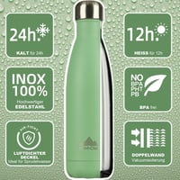 Mont-Clair Rozsdamentes Acél Termosz 500ml - Zöld Hőszigetelt Kulacs, 24 Óra Hideg/12 Óra Meleg Ital, BPA-mentes, Szivárgásmentes Ivópalack 2