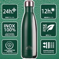Mont-Clair Rozsdamentes Acél Termosz 750ml - Szivárgásmentes Ivópalack, 24 Órás Hideg, 12 Órás Meleg Ital, BPA-mentes, Sötétzöld, Túrázáshoz 2