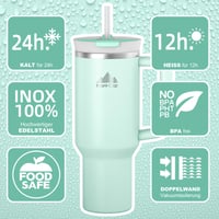 Termosový pohár Mont-Clair so slamkou 1,2 l – Matcha zelená – Nepriepustný, bez BPA, chladenie 10 hodín, udržanie ľadu 48 hodín, s viečkom 2