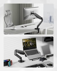 monTEK 2 v 1 držiak na notebook a monitor pre 18-palcové notebooky a 32-palcové monitory s upevnením na stôl 8