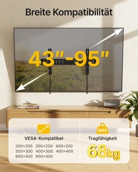 Suport TV reglabil de perete monTEK pentru ecrane de 43-95 inchi, consolă cu braț rabatabil 8