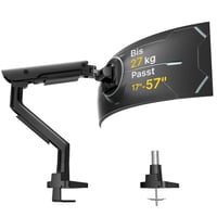 Hliníkový držiak na monitor monTEK pre 17 – 57-palcové ultraširokouhlé obrazovky do 27 kg, USB 3.0 A/C, pneumatický zdvih, max. VESA 100x100, biely 1