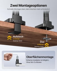 Hliníkový držiak na monitor monTEK pre 17 – 57-palcové ultraširokouhlé obrazovky do 27 kg, USB 3.0 A/C, pneumatický zdvih, max. VESA 100x100, biely 7