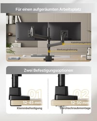 Suport monitor de birou monTEK pentru două ecrane cu port USB, negru 6