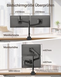 Suport monitor de birou monTEK pentru două ecrane cu port USB, negru 8