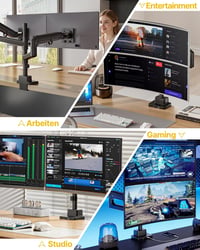 Suport monitor de birou monTEK pentru două ecrane cu port USB, negru 9