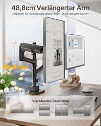Suport monitor de birou monTEK pentru două ecrane cu port USB, negru 3