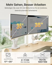 Stojan na dva monitory monTEK s USB portom pre 2 monitory s uhlopriečkou 17-40 palcov, stolový držiak 6