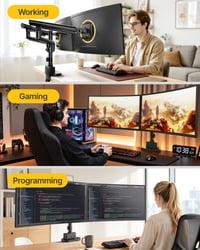 monTEK MA1010UCPBK-D Dual Monitor Tartókar Asztali Rögzítő USB Hubbal, 17-35 colos Lapos és Ívelt Monitorokhoz, Max 11 kg, VESA 75/100 mm, Fekete 9