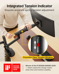 monTEK MA1010UCPBK-D Dual Monitor Tartókar Asztali Rögzítő USB Hubbal, 17-35 colos Lapos és Ívelt Monitorokhoz, Max 11 kg, VESA 75/100 mm, Fekete 4