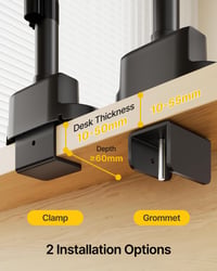 monTEK MA1010UCPBK-D Dual Monitor Tartókar Asztali Rögzítő USB Hubbal, 17-35 colos Lapos és Ívelt Monitorokhoz, Max 11 kg, VESA 75/100 mm, Fekete 7