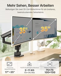 Držiak na dva monitory monTEK, pre 17-35 palcové obrazovky, s USB portom, stolové rameno na monitor 6