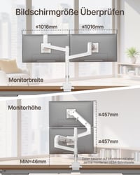 monTEK duálny držiak na 2 monitory, 17 – 57 palcov (43 – 145 cm), nosnosť 27 kg, stolový držiak na monitory 7