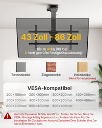 Elektrický stropný držiak na TV monTEK pre televízory s uhlopriečkou 43-86 palcov, nosnosť max. 45 kg 8
