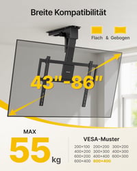 Elektrický stropný držiak na TV monTEK pre televízory s uhlopriečkou 43-86 palcov, max. 55 kg, VESA 800x400 2