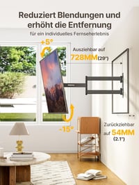 monTEK Extra Hosszú Karos TV Fali Tartó 23-65 Colos Készülékekhez - 728 mm Kinyúlás, Forgatható, Dönthető, VESA 400x400, 35 kg Teherbírás 3