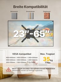 monTEK Extra Hosszú Karos TV Fali Tartó 23-65 Colos Készülékekhez - 728 mm Kinyúlás, Forgatható, Dönthető, VESA 400x400, 35 kg Teherbírás 2