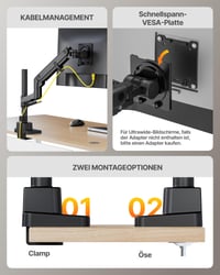 monTEK Heavy Duty držiak na monitor s vysokým stĺpikom a USB portom pre monitory s uhlopriečkou 17-57 palcov 8