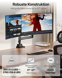 monTEK Heavy Duty držiak na monitor s vysokým stĺpikom a USB portom pre monitory s uhlopriečkou 17-57 palcov 2