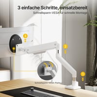 monTEK HeavyDuty držiak na monitor biely, pre monitory 17-45 palcov, max. 16 kg, VESA 75/100, sklopný, otočný 5