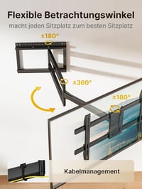 Suport de perete pentru TV, cu braț lung, monTEK, pentru ecrane de 43-80 inch, sarcină maximă 50 kg, rotire 180°, înclinare, compatibil VESA 600x400 mm 5