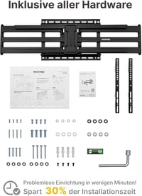 Suport de perete pentru televizor monTEK cu braț lung, 43-90 inch, extensie 1080 mm, înclinabil și pivotant, complet articulat, VESA 800x400 9