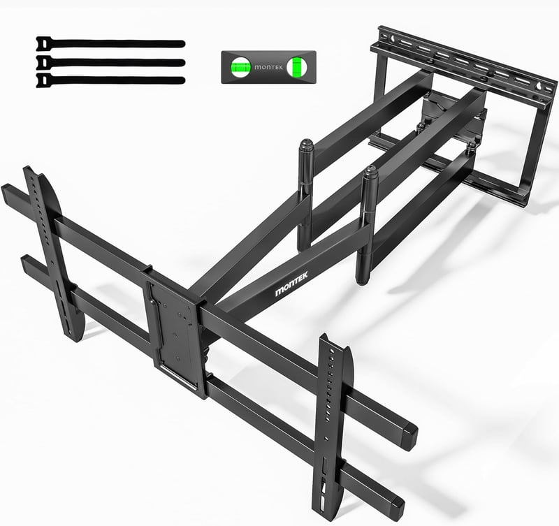 Suport de perete pentru televizor monTEK cu braț lung, 43-90 inch, extensie 1080 mm, înclinabil și pivotant, complet articulat, VESA 800x400