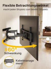 Suport TV de perete monTEK HW1242BK complet mobil, pentru ecrane de 43-95 inchi, până la 60 kg, pivotant, înclinabil, braț dublu, negru, VESA 800 x 400 mm 5